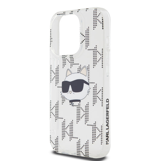 Hülle für Apple iPhone 15 Pro, Karl Lagerfeld, IML Electroplated Choupette Head, Transparent