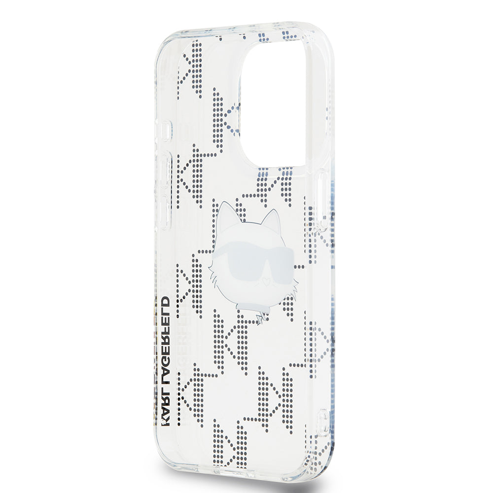 Custodia per Apple iPhone 15 Pro, Karl Lagerfeld, IML Electroplated Choupette Head, Trasparente