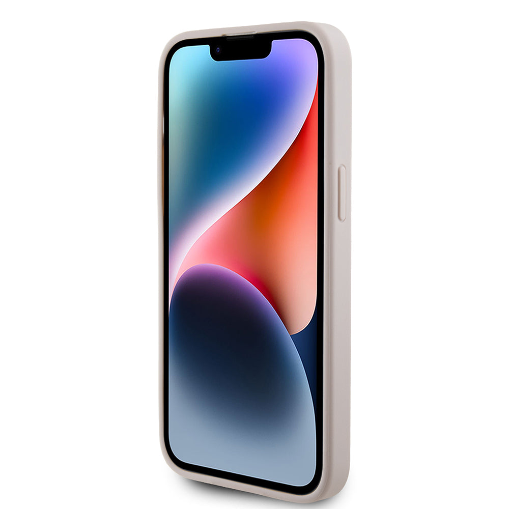 Étui pour Apple iPhone 15 Pro Max, Guess, logo métallique doré 4G, rose.