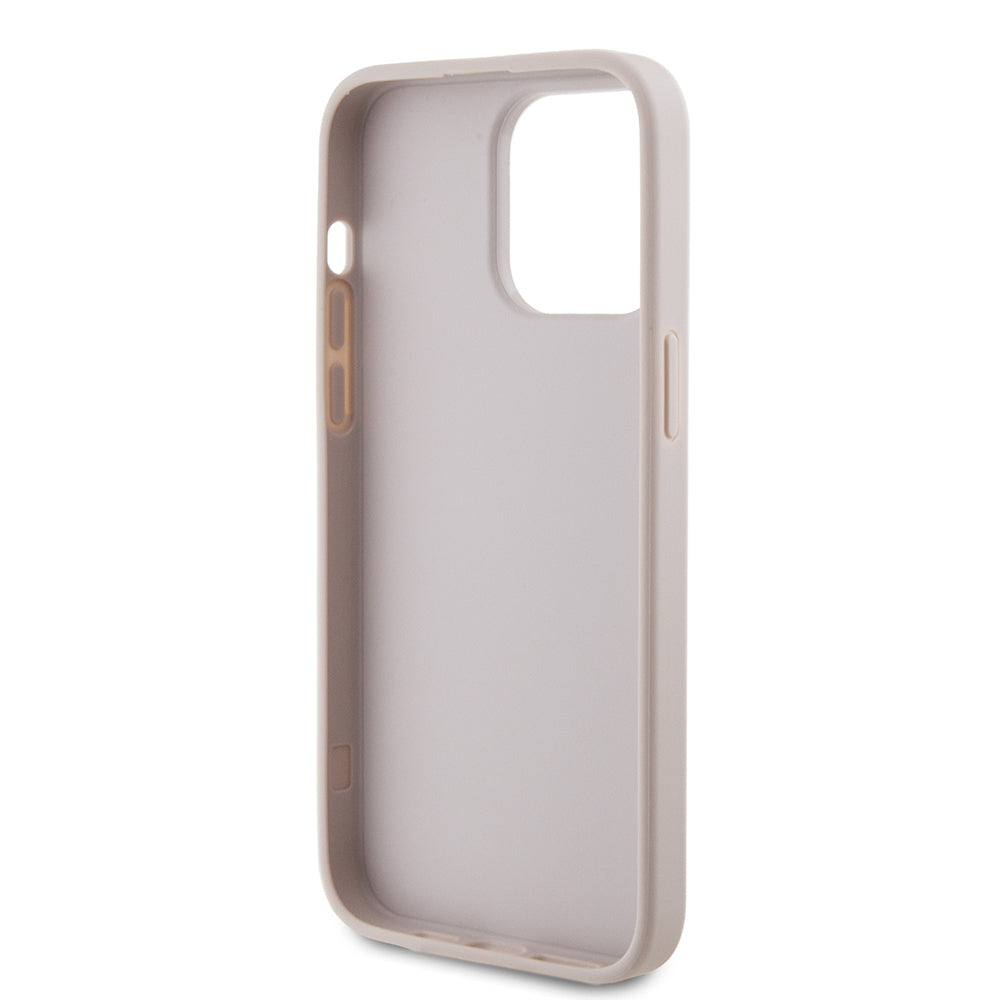Étui pour Apple iPhone 15 Pro Max, Guess, logo métallique doré 4G, rose.