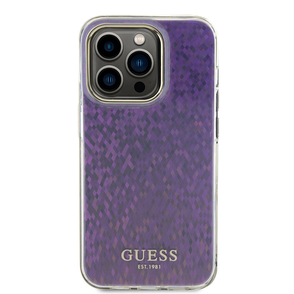 Hülle für Apple iPhone 15 Pro Max, Guess, IML Faceted Mirror Disco Iridescent, Rosa