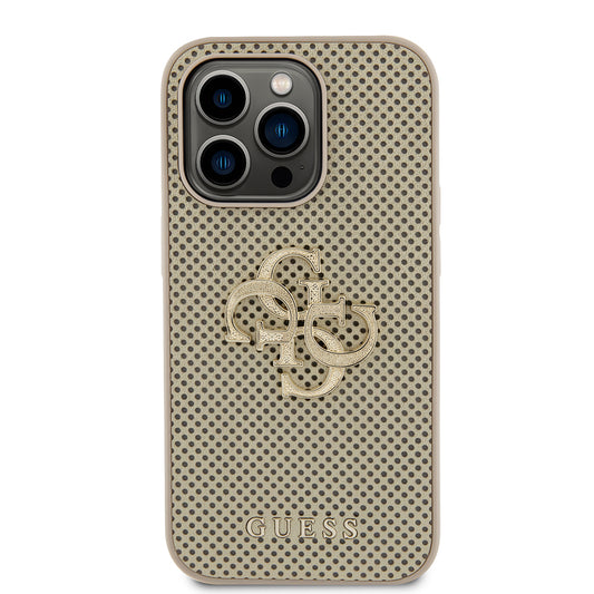 Housse pour Apple iPhone 15 Pro Max, Guess, Perforated 4G, Dorée