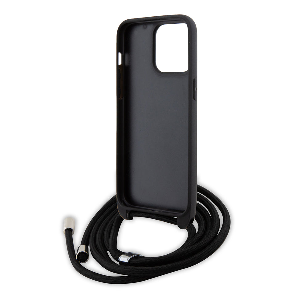 Custodia per Apple iPhone 15 Pro Max, Karl Lagerfeld, Saffiano Crossbody Monogram Metal Pin Karl, Nera