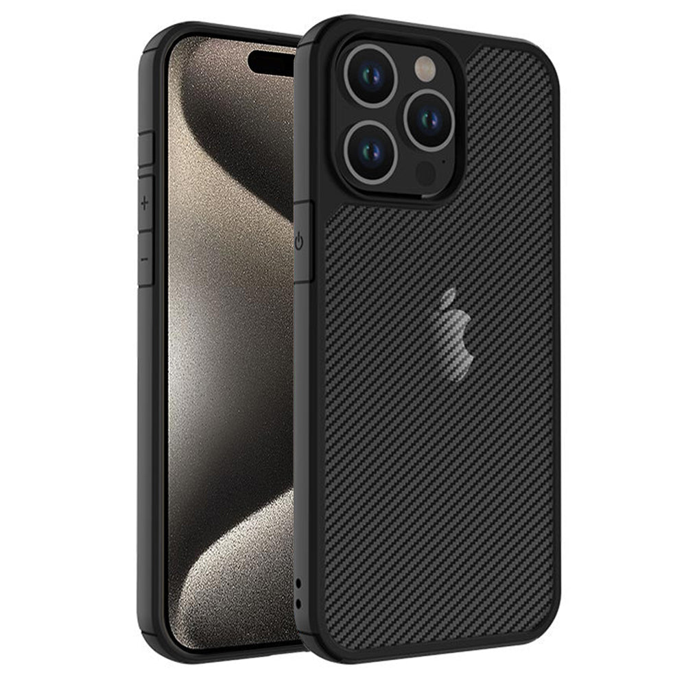 Custodia per Apple iPhone 15 Pro Max, Techsuit, CarbonFuse, Nera