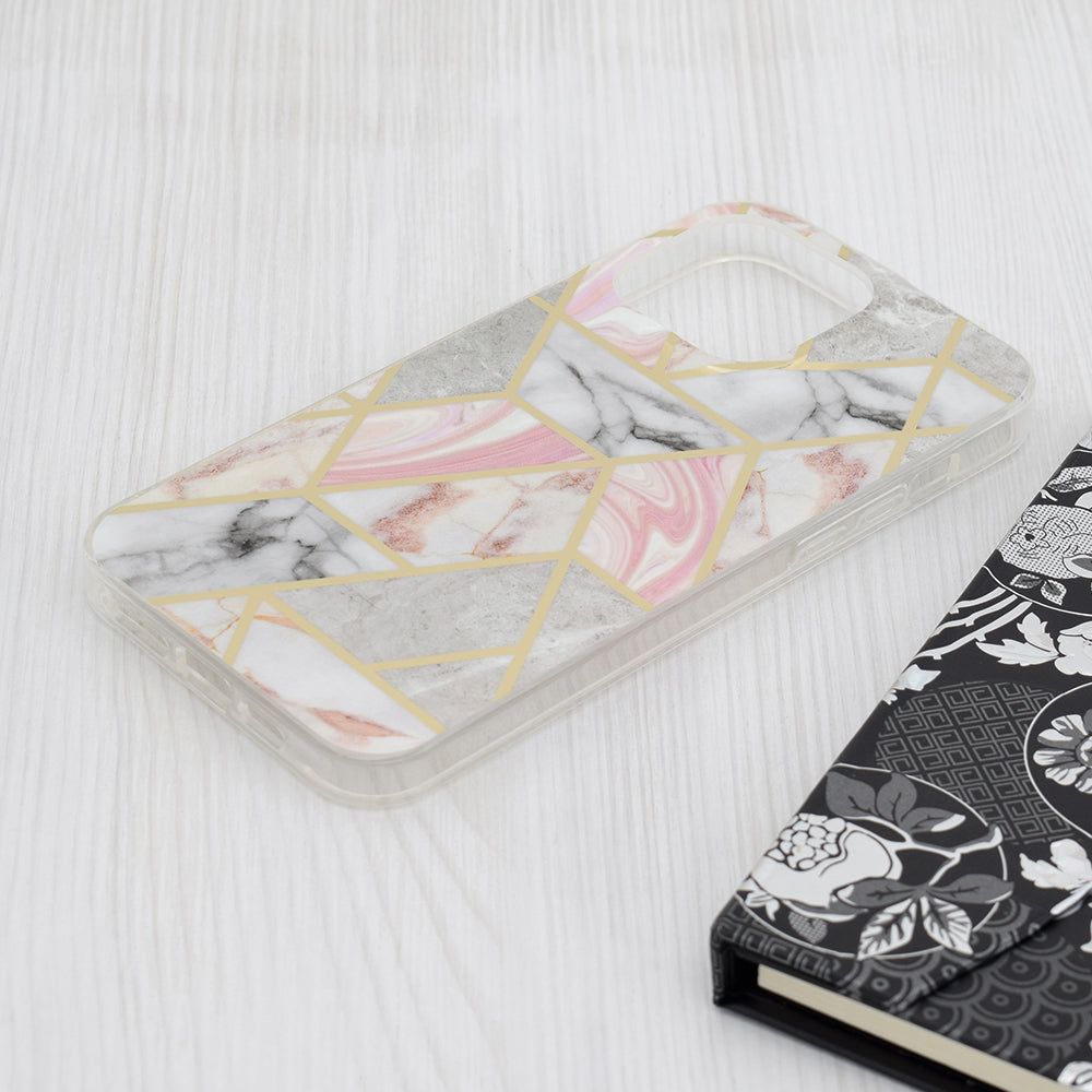 Custodia per Apple iPhone 15 Pro Max, Techsuit, Marble, Rosa