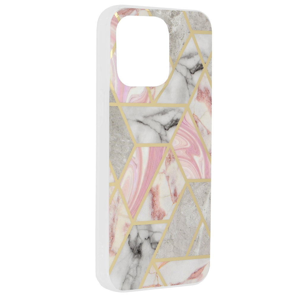 Custodia per Apple iPhone 15 Pro Max, Techsuit, Marble, Rosa