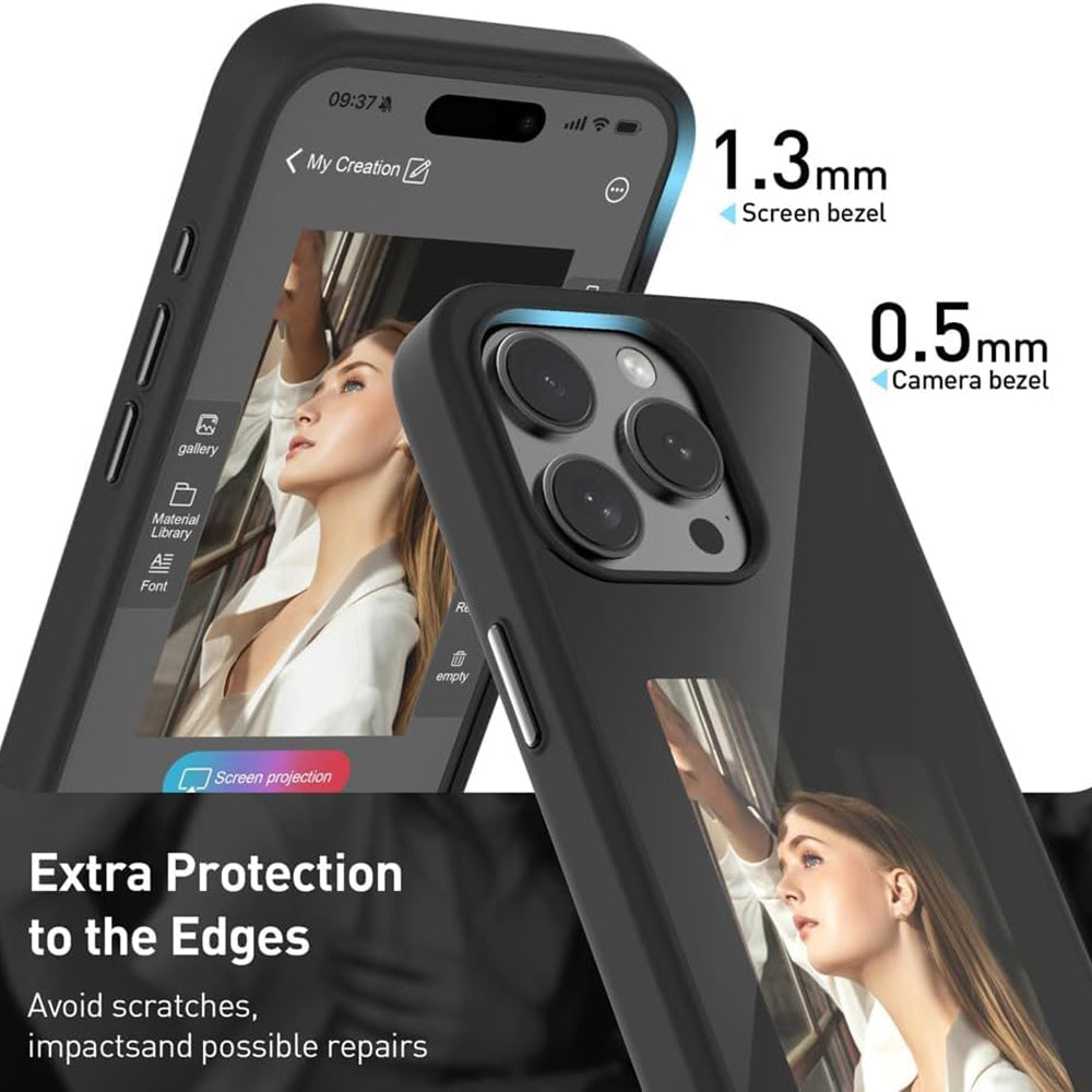 Custodia per Apple iPhone 15 Pro, Techsuit, SmartScreen NFC, Nera