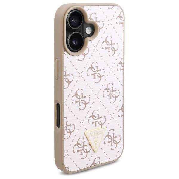 Étui pour Apple iPhone 16, Guess, logo Triangle 4G, Blanc
