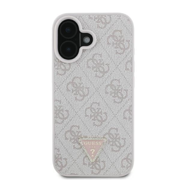 Hülle für Apple iPhone 16, Guess, Crossbody 4G Triangle Strass, Blau