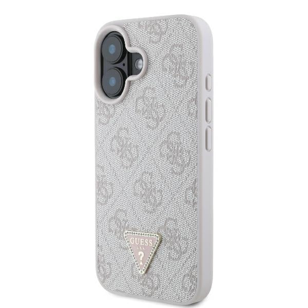 Hülle für Apple iPhone 16, Guess, Crossbody 4G Triangle Strass, Blau