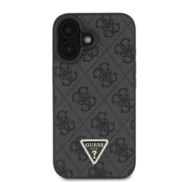 Étui pour Apple iPhone 16, Guess, Crossbody 4G Triangle Strass, Noir