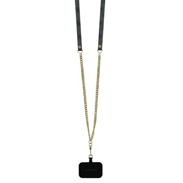Étui pour Apple iPhone 16, Guess, Crossbody 4G Triangle Strass, Noir