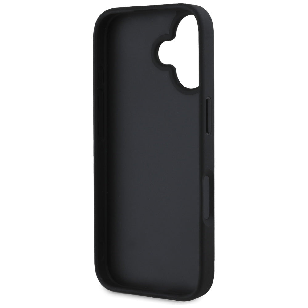 Étui pour Apple iPhone 16, Guess, Hot Stamp 4G Pattern Triangle Logo, Noir