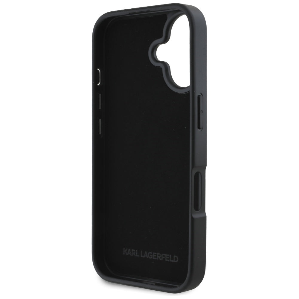 Custodia per Apple iPhone 16, Karl Lagerfeld, Grained Cardslots, Nera