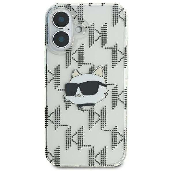 Hülle für Apple iPhone 16, Karl Lagerfeld, IML Luxury Electroplated Choupette's Head, Transparent