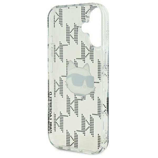 Hülle für Apple iPhone 16, Karl Lagerfeld, IML Luxury Electroplated Choupette's Head, Transparent