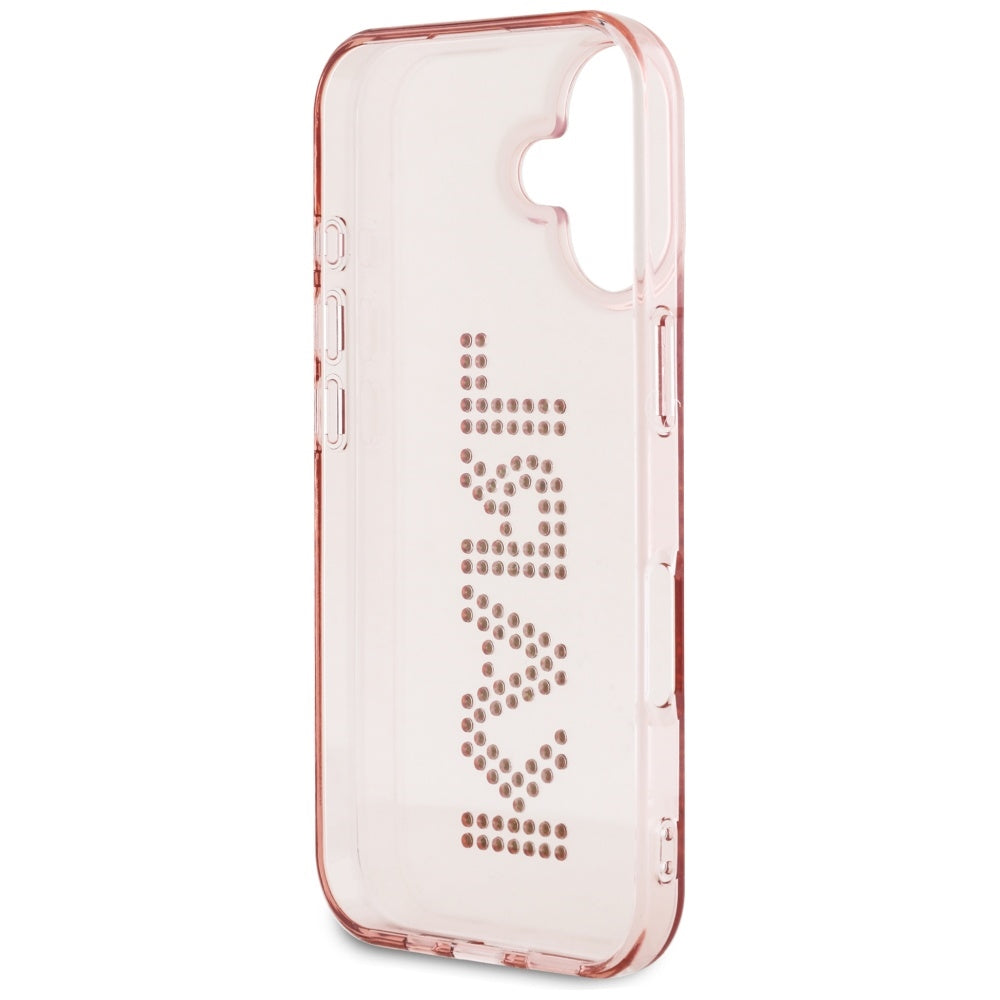 Custodia per Apple iPhone 16, Karl Lagerfeld, IML Rhinestones Pink Logo, Rosa