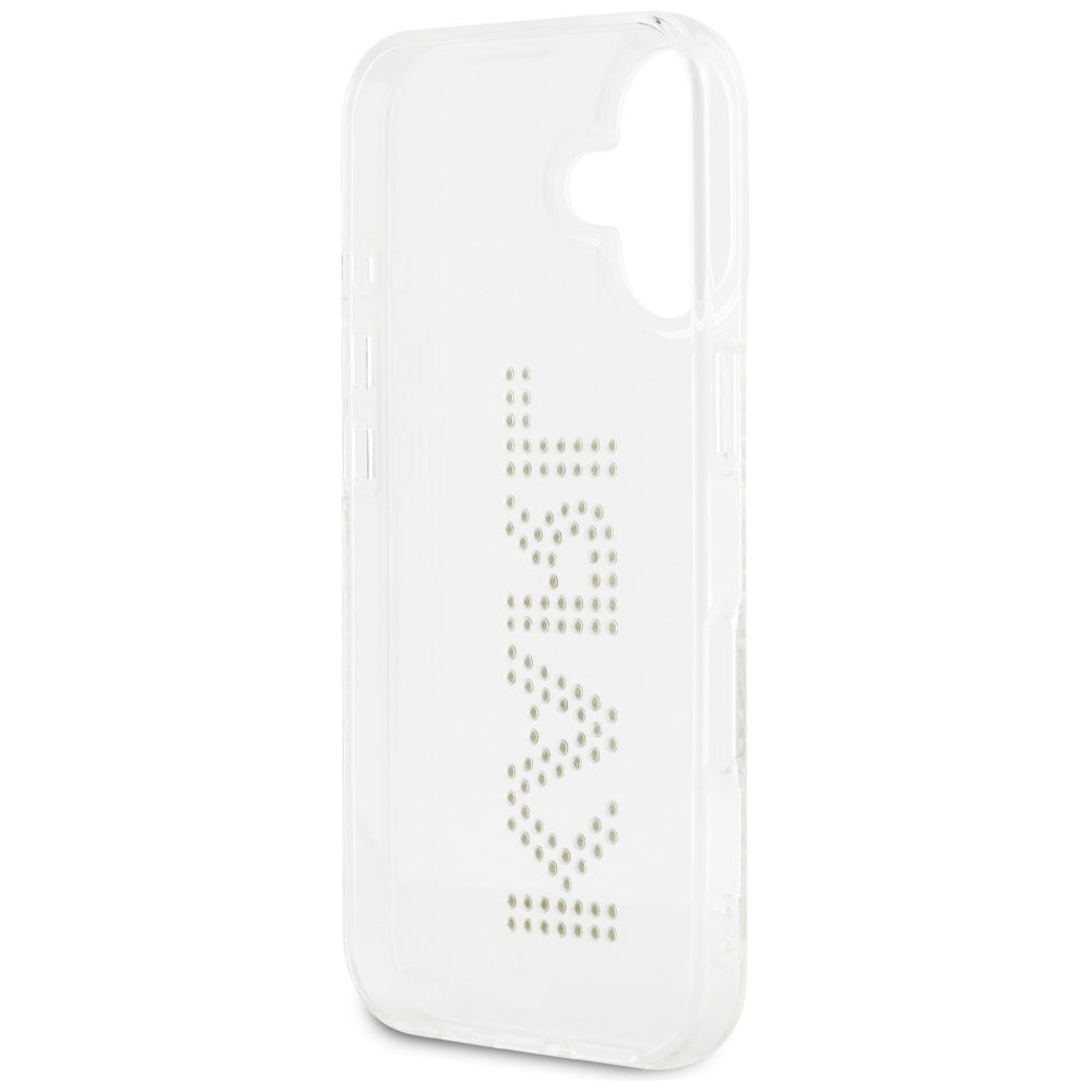 Hülle für Apple iPhone 16, Karl Lagerfeld, IML Rhinestones Transparent Logo, Transparent