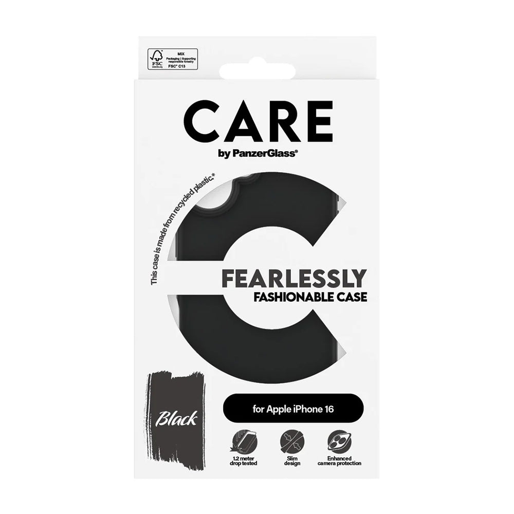 Hülle für Apple iPhone 16, PanzerGlass, Care Fashionable, Schwarz