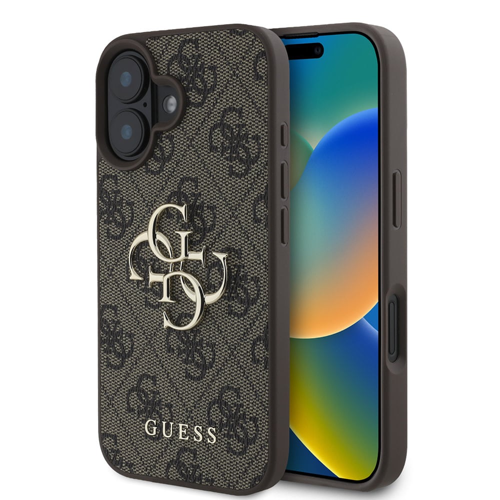 Étui pour Apple iPhone 16 Plus, Guess, 4G Big Logo, Marron