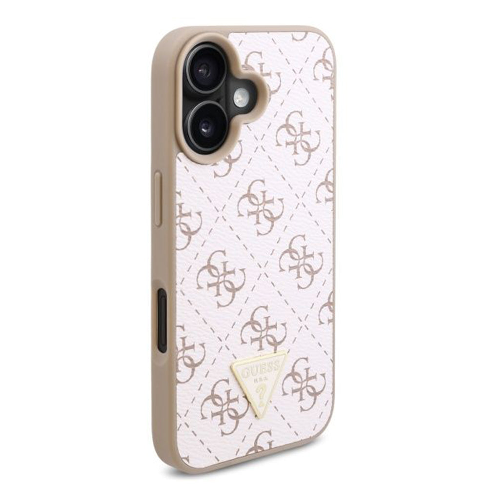 Custodia per Apple iPhone 16 Plus, Guess, 4G Triangle Logo, Bianca