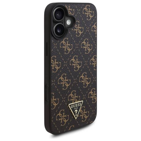 Hülle für Apple iPhone 16 Plus, Guess, 4G Triangle Logo, Schwarz