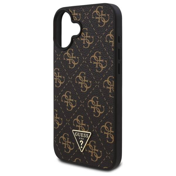 Hülle für Apple iPhone 16 Plus, Guess, 4G Triangle Logo, Schwarz