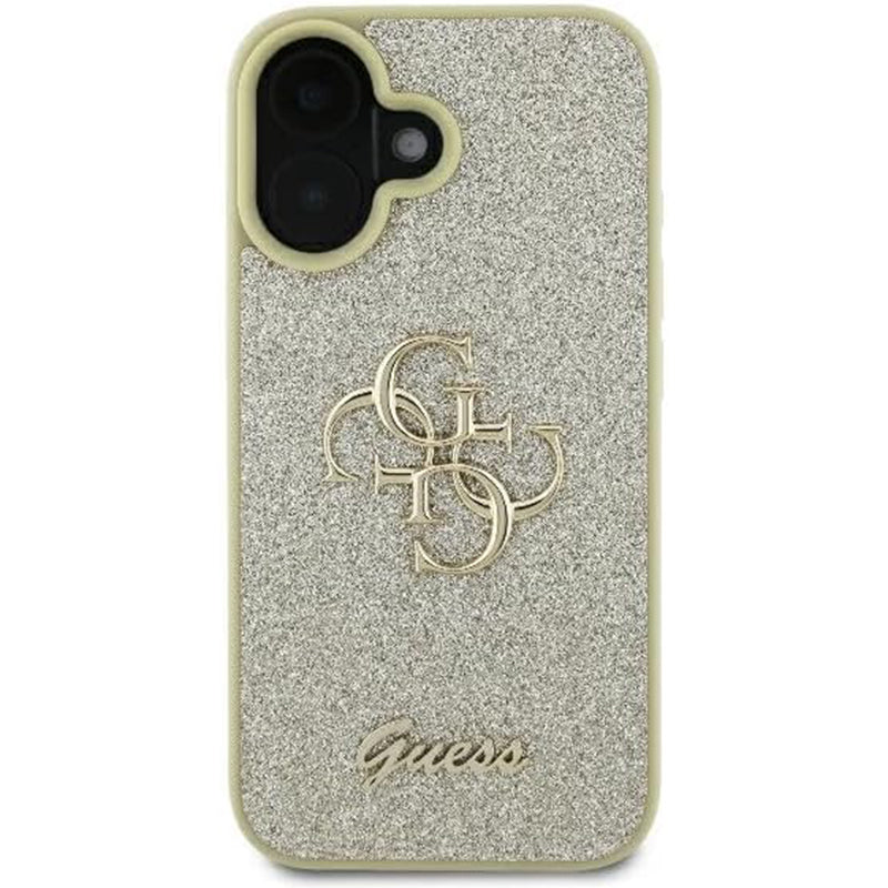 Étui pour Apple iPhone 16 Plus, Guess, Fixed Glitter Big 4G, Doré