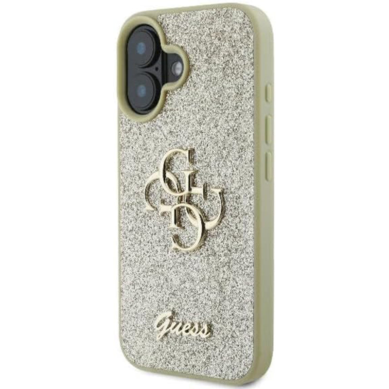 Étui pour Apple iPhone 16 Plus, Guess, Fixed Glitter Big 4G, Doré