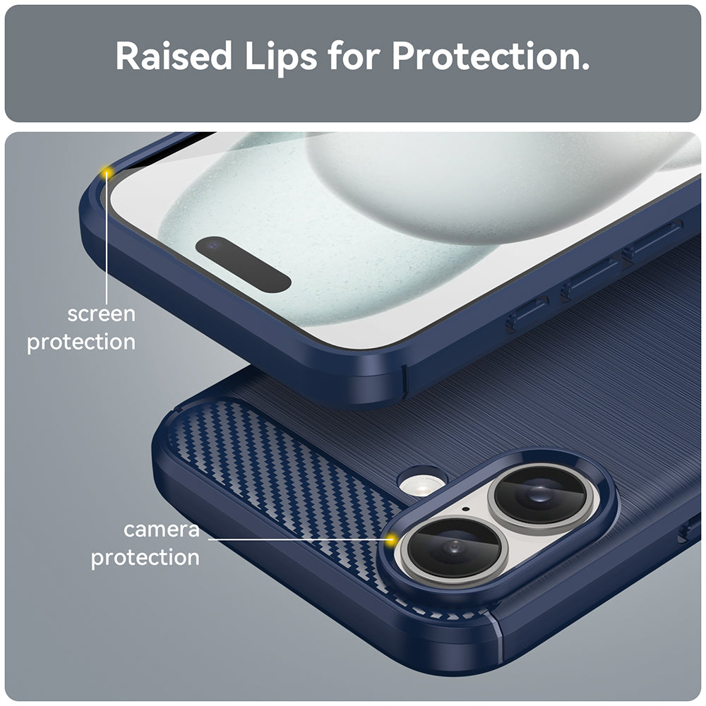 Custodia per Apple iPhone 16 Plus, Techsuit, Carbonio, Blu