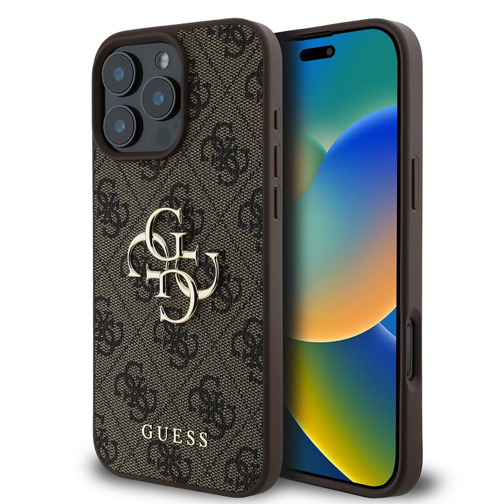 Custodia per Apple iPhone 16 Pro, Guess, 4G Big Logo, Marrone