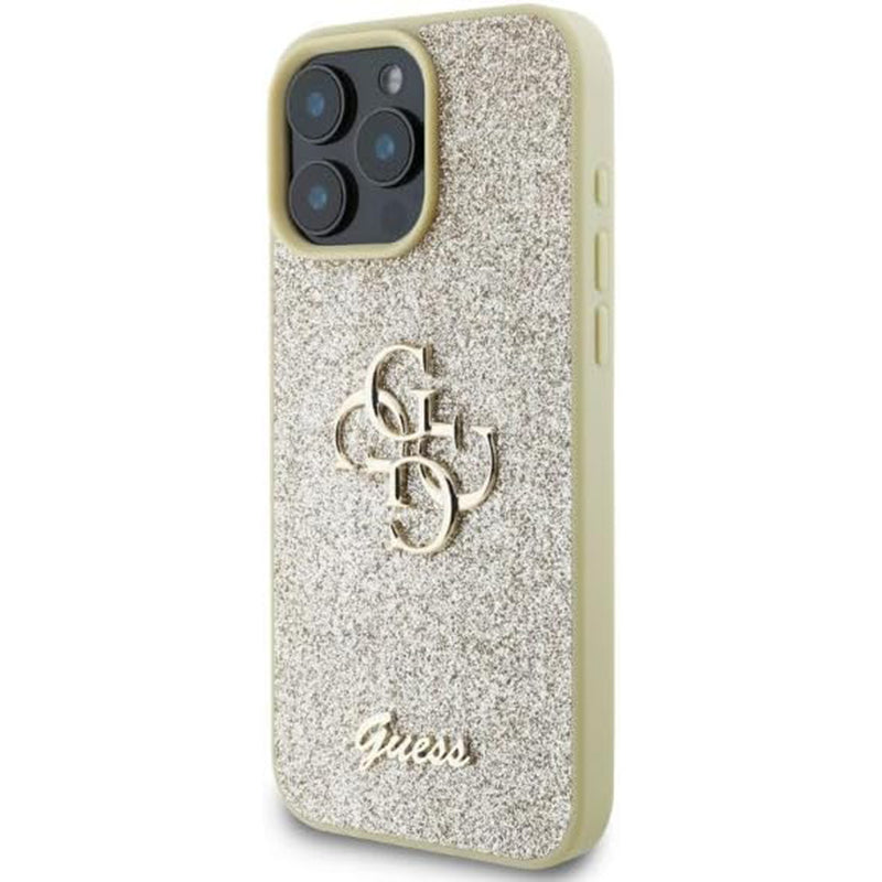 Étui pour Apple iPhone 16 Pro, Guess, Fixed Glitter Big 4G, Doré