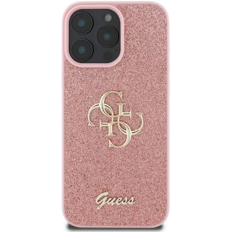 Hülle für Apple iPhone 16 Pro, Guess, Fixed Glitter Big 4G, Rosa