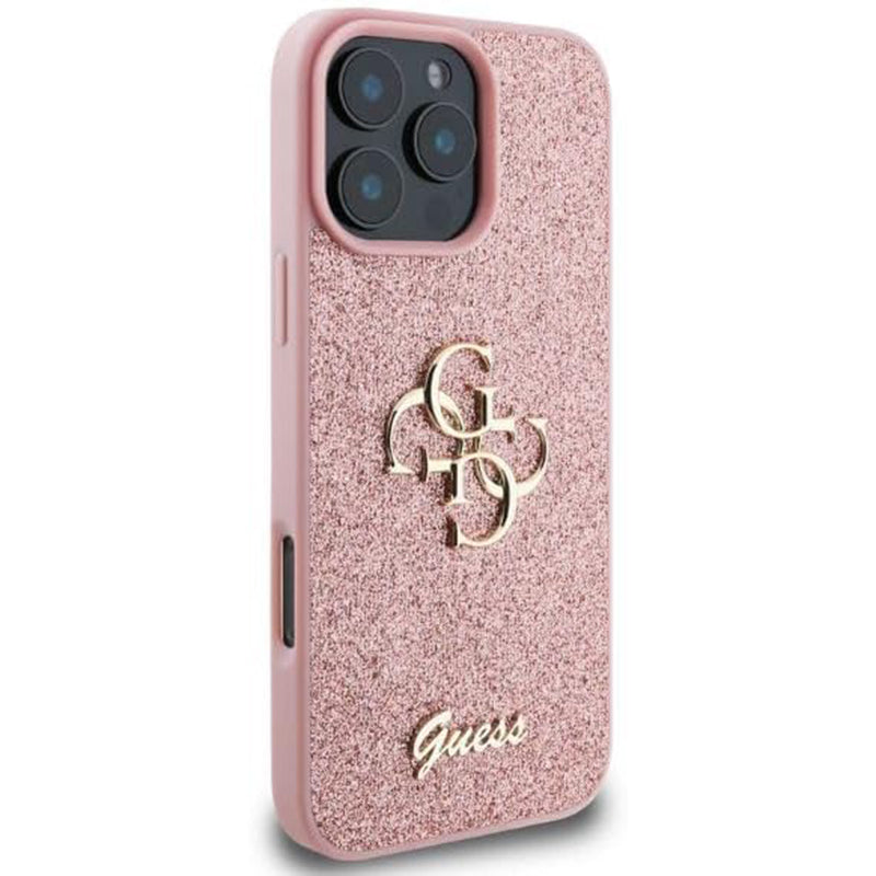 Hülle für Apple iPhone 16 Pro, Guess, Fixed Glitter Big 4G, Rosa