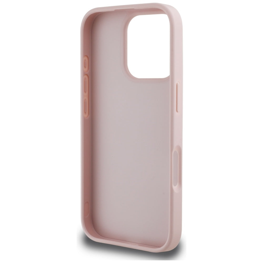Étui pour Apple iPhone 16 Pro, Guess, Grained Big 4G Logo Small Classic Logo, Rose
