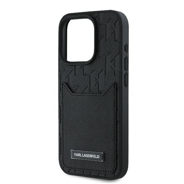 Hülle für Apple iPhone 16 Pro, Karl Lagerfeld, Cardslots Monogram, Schwarz