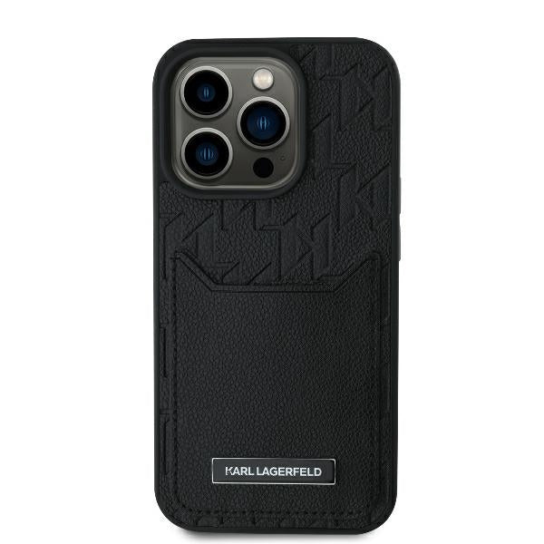 Hülle für Apple iPhone 16 Pro, Karl Lagerfeld, Cardslots Monogram, Schwarz