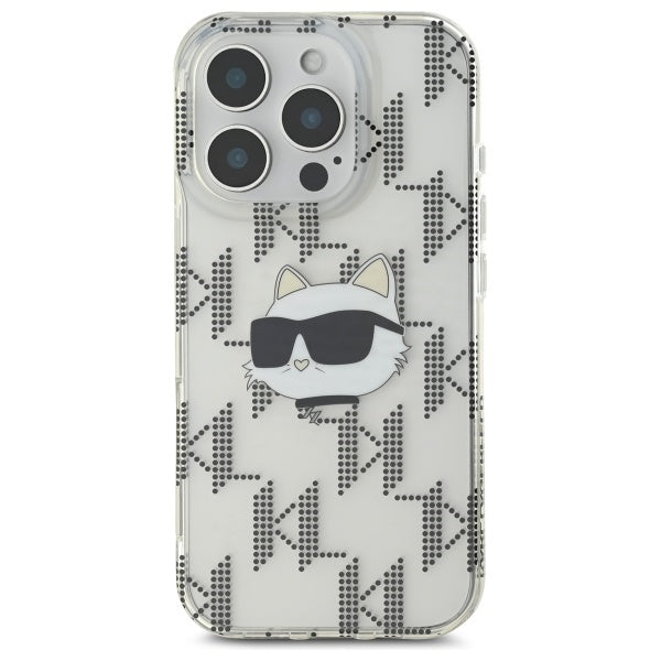Custodia per Apple iPhone 16 Pro, Karl Lagerfeld, IML Luxury Electroplated Choupette's Head, Trasparente