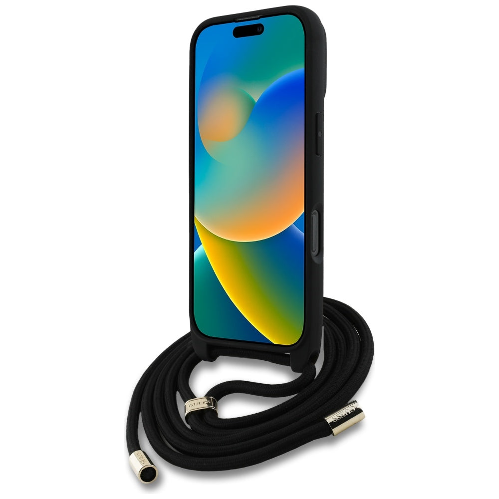Custodia per Apple iPhone 16 Pro Max, Guess, 4G CBDY Big Logo con Cinturino, Marrone