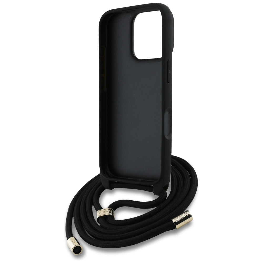 Custodia per Apple iPhone 16 Pro Max, Guess, 4G CBDY Big Logo con Cinturino, Marrone