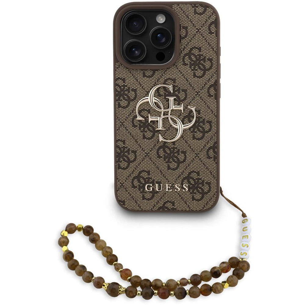 Étui pour Apple iPhone 16 Pro Max, Guess, 4G Classic Logo avec sangle, Marron