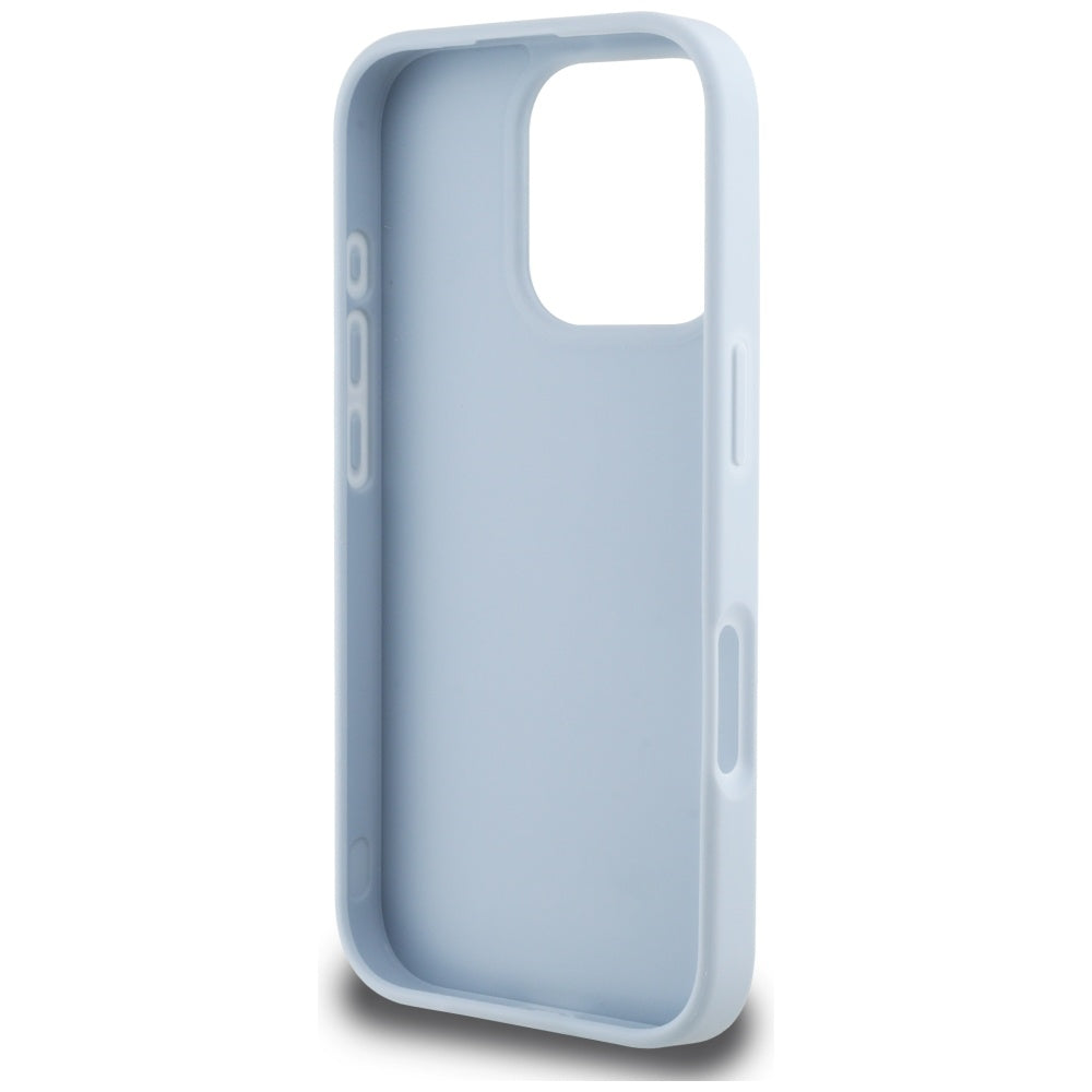 Custodia per Apple iPhone 16 Pro Max, Guess, Grained Big 4G Logo Small Classic Logo, Blu
