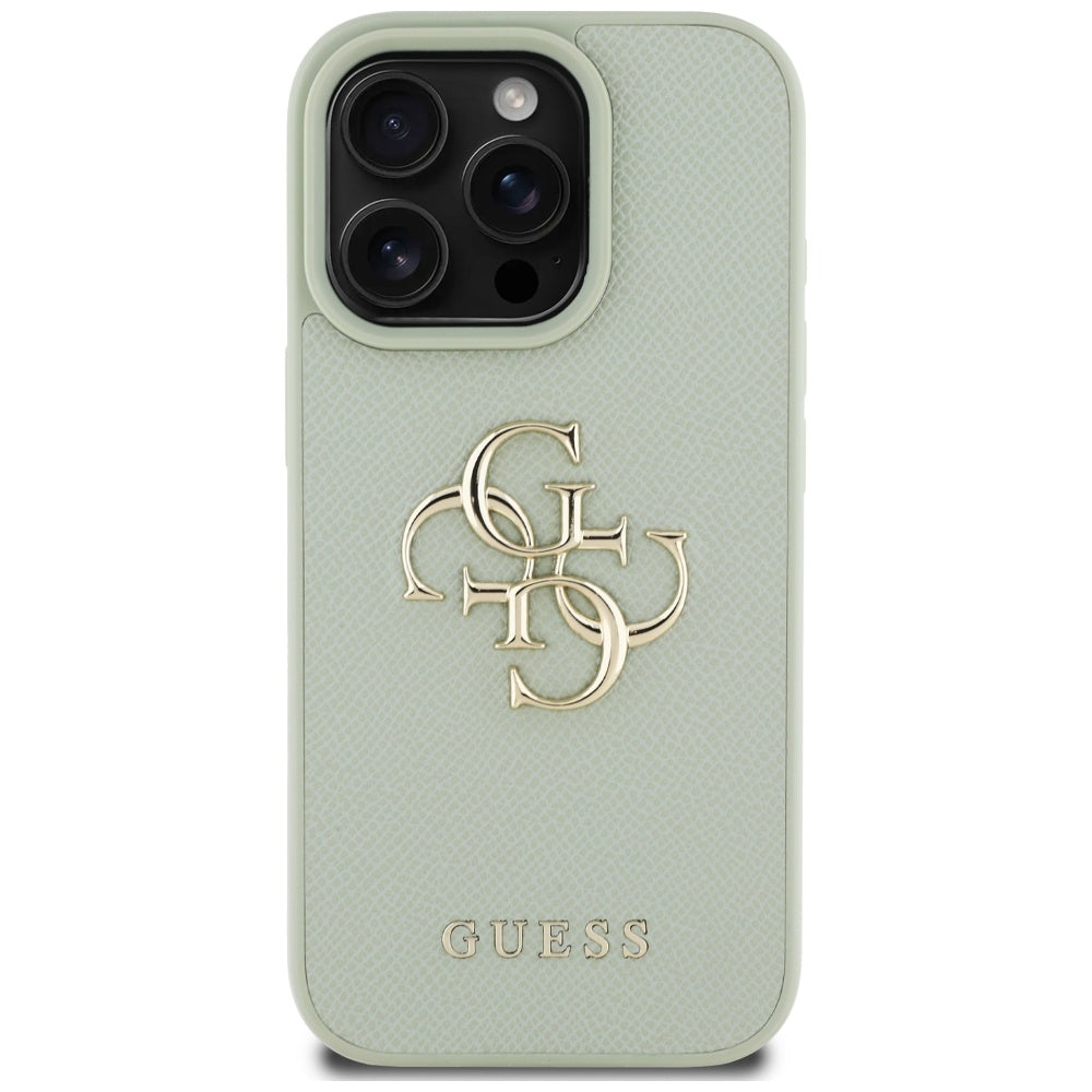 Housse pour Apple iPhone 16 Pro Max, Guess, Grained Big 4G Logo Small Classic Logo, Vert