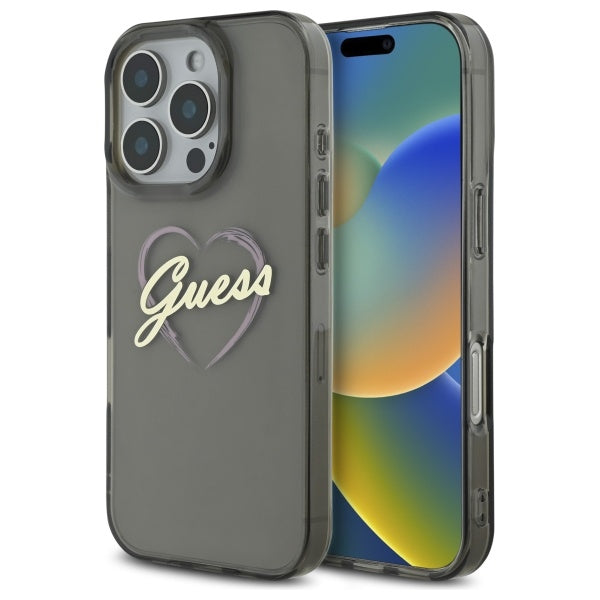Custodia per Apple iPhone 16 Pro Max, Guess, IML Heart, Nera
