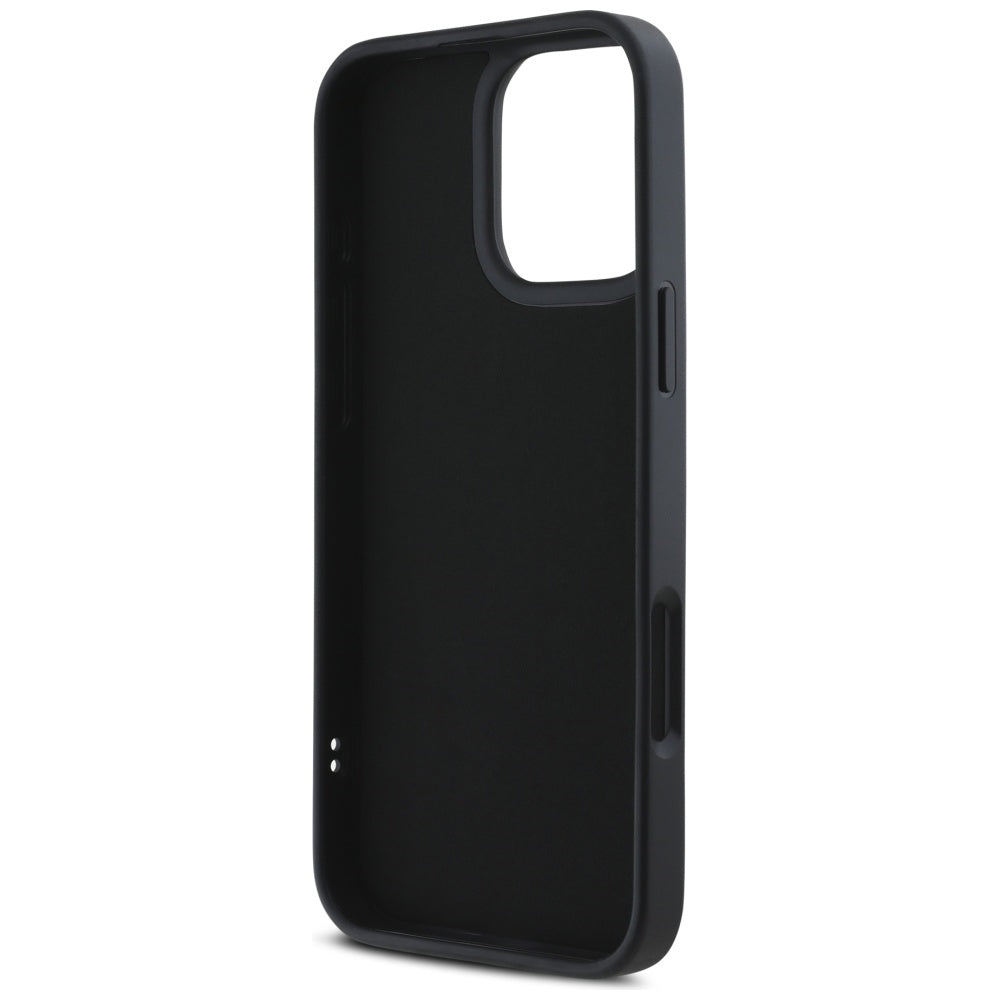 Custodia per Apple iPhone 16 Pro Max, Karl Lagerfeld, 3D Rubber Elongated Glitter Logo, Nera