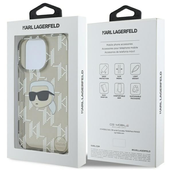 Custodia per Apple iPhone 16 Pro Max, Karl Lagerfeld, IML Luxury Electroplated Karl's Head, Nera