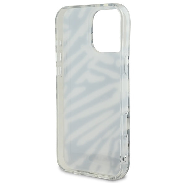 Étui pour Apple iPhone 16 Pro Max, Karl Lagerfeld, motif zèbre de luxe IML avec sangle, Noir