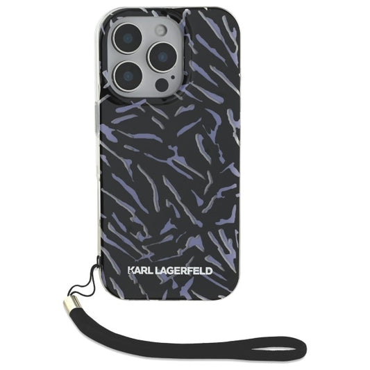 Custodia per Apple iPhone 16 Pro Max, Karl Lagerfeld, Zebra with Cord Strap, Viola