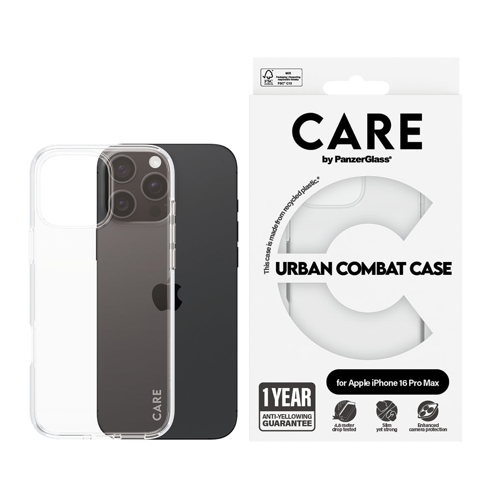 Custodia per Apple iPhone 16 Pro, PanzerGlass, Care Urban Combat, Trasparente