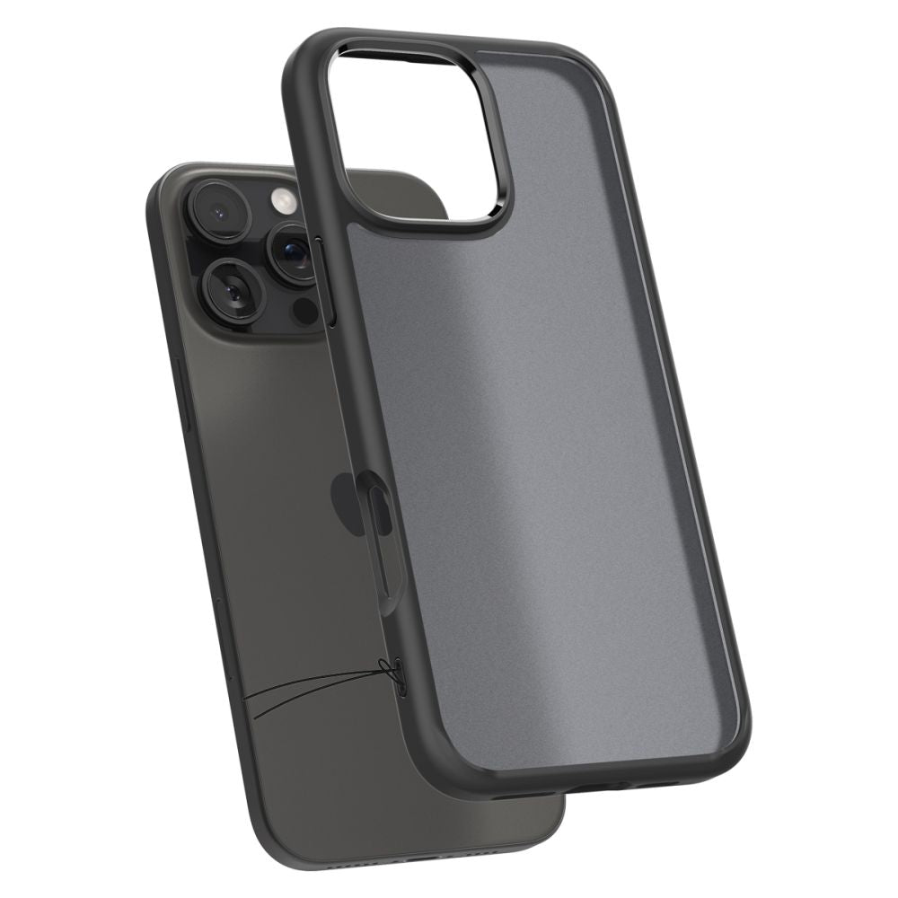 Custodia per Apple iPhone 16 Pro, Spigen, Ultra Hybrid, Nero Satinato ACS08124